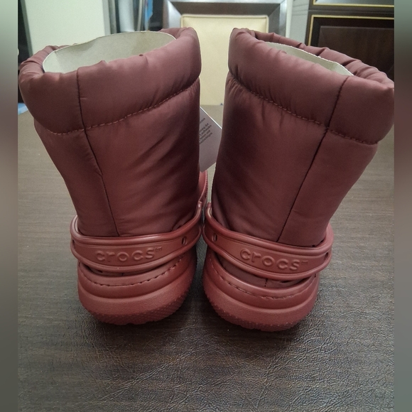 CROCS Burgundy Rain & Snow Boots with Textured Sole - Picture 4 of 9
